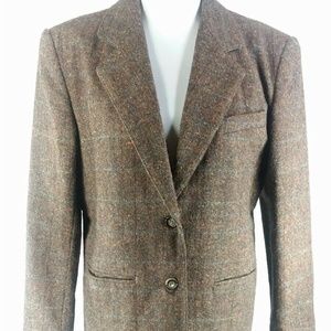 Abercrombie Fitch Womens Wool plaid Blazer Brown 8